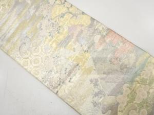 佐賀錦　九百織　孔雀に白鳥・菊・古典柄織り出し　袋帯